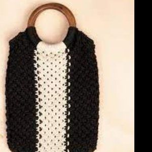 Curateur X Laude The Label Gabby Macrame Bag Boho Handbag Black & Ivory NWT